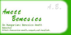 anett bencsics business card